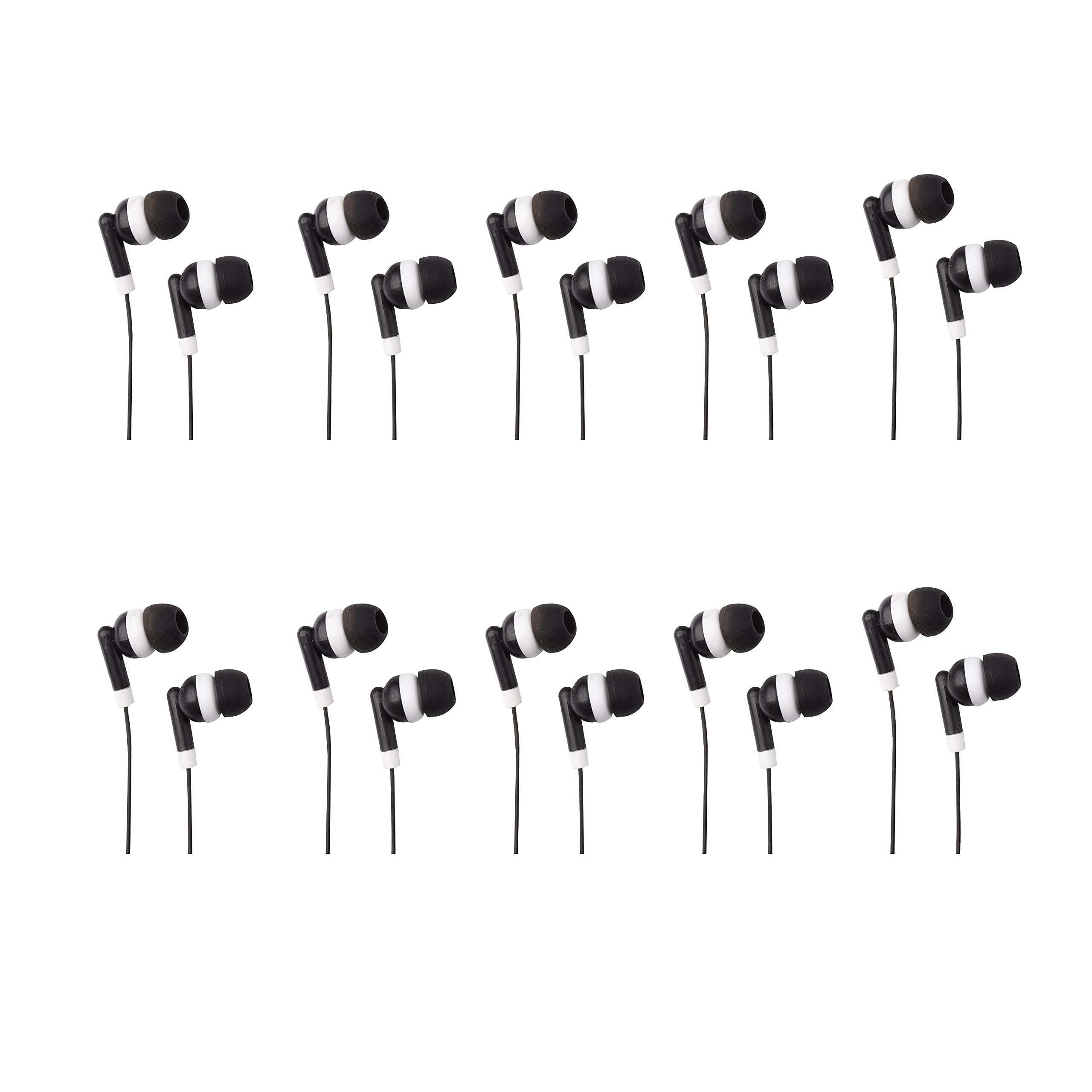 Confezione da 100 auricolari sfusi | Auricolari di base, cuffie Dot, auricolari in-ear neri, cuffie usa e getta, jack audio da 3,5 mm, auricolari stereo per scuole, bambini, aule e biblioteche