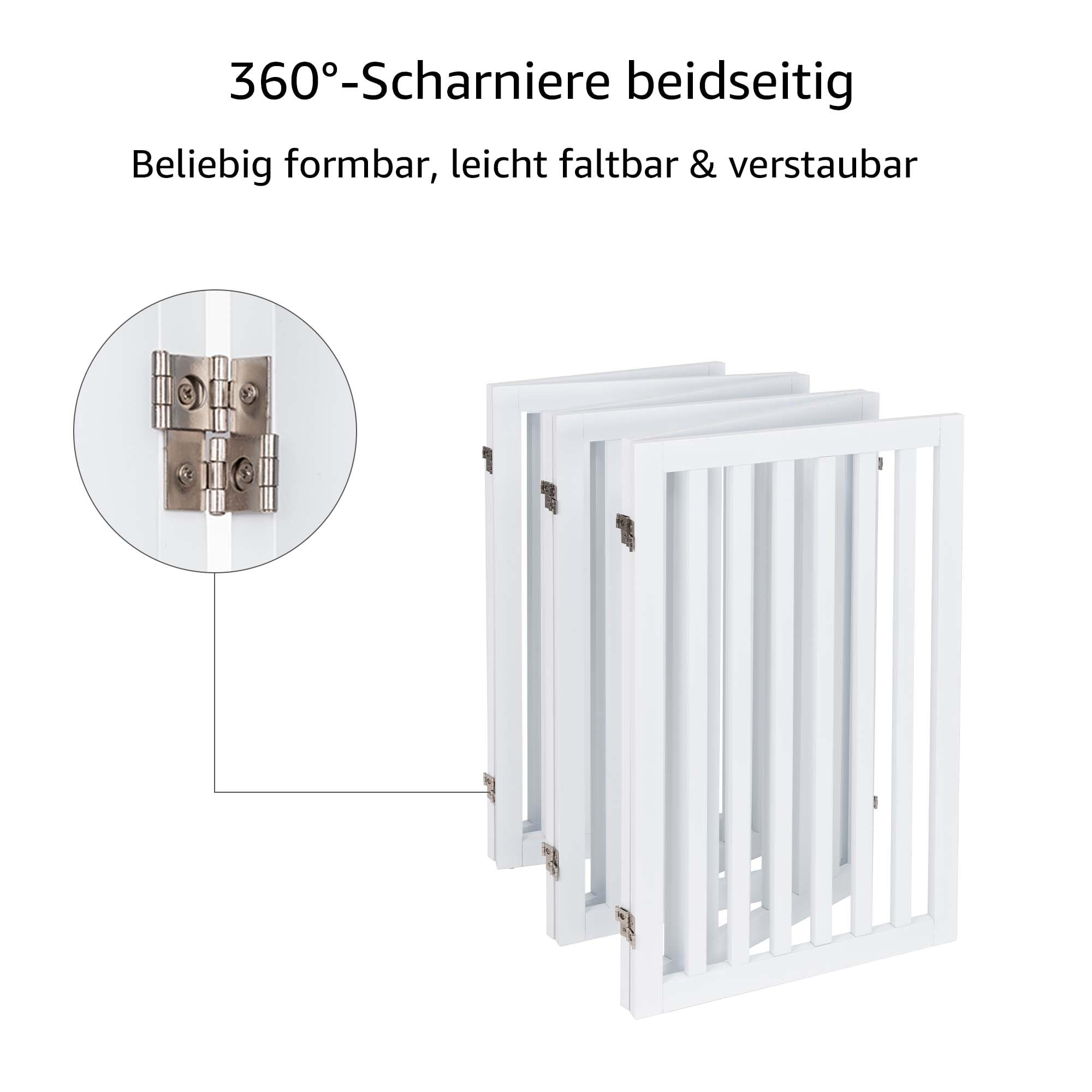 Unipaws Hundegitter 306 cm extra breit freistehendes Hundetor faltbares Welpengitter Holz Laufstall erweiterbare Hundebarriere (91 cm, Weiß)