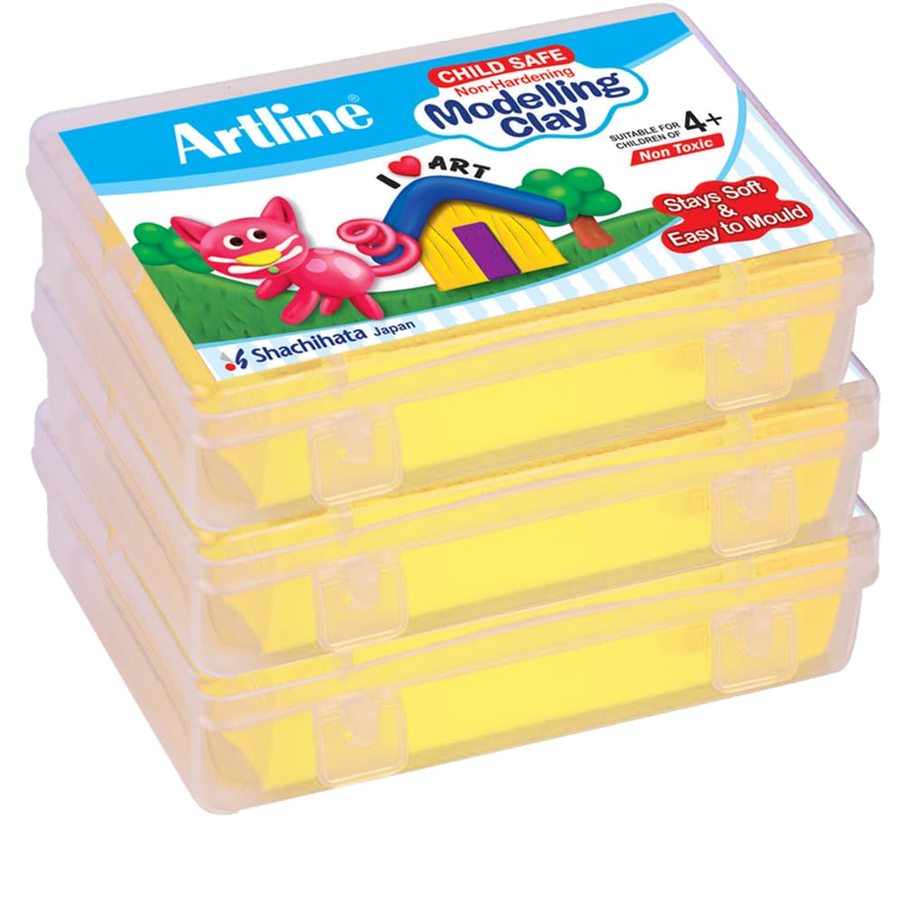 Artline Modelling Clay of 150 GMS (Yellow Colour - 3 Box) | Child Safe & Suitable for Kids (3+) (B0D92BS1MZ) Amazon Price History, Amazon Price Tracker