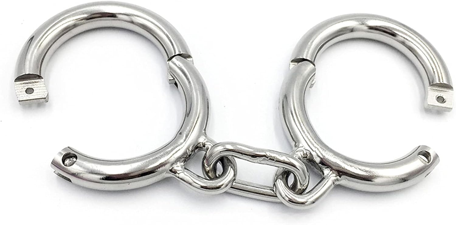Edelstahl Handschellen BDSM Extrem Bondage Set Handfesseln Abschließbar Metall Handcuffs Erotik SM Extrem Bondage Slave Fesselset Fetisch Sexspielzeug für Paare Männer Frauen (Color : Male 6.4cm, Si