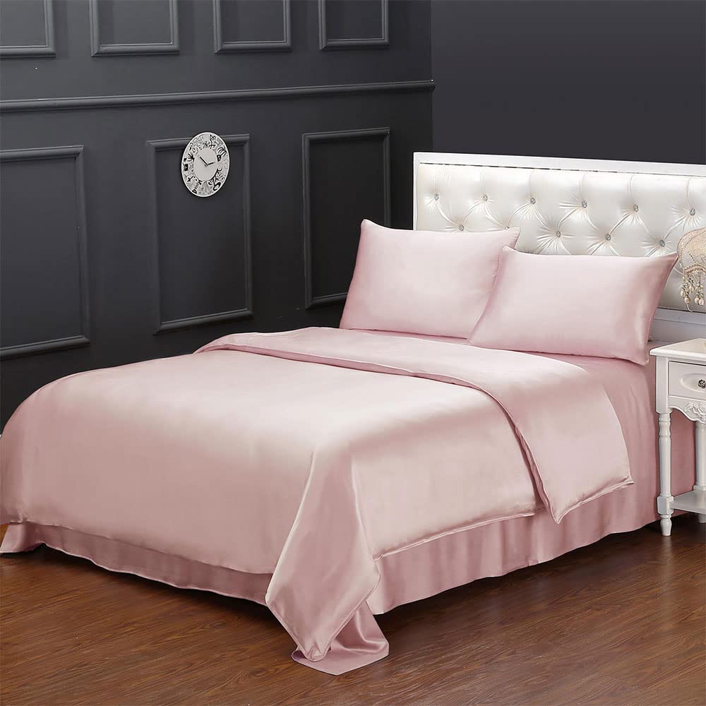 LILYSILK Chinese Silk Duvet Cover for Queen Bed Pure 19 Momme Silk Rosy Pink