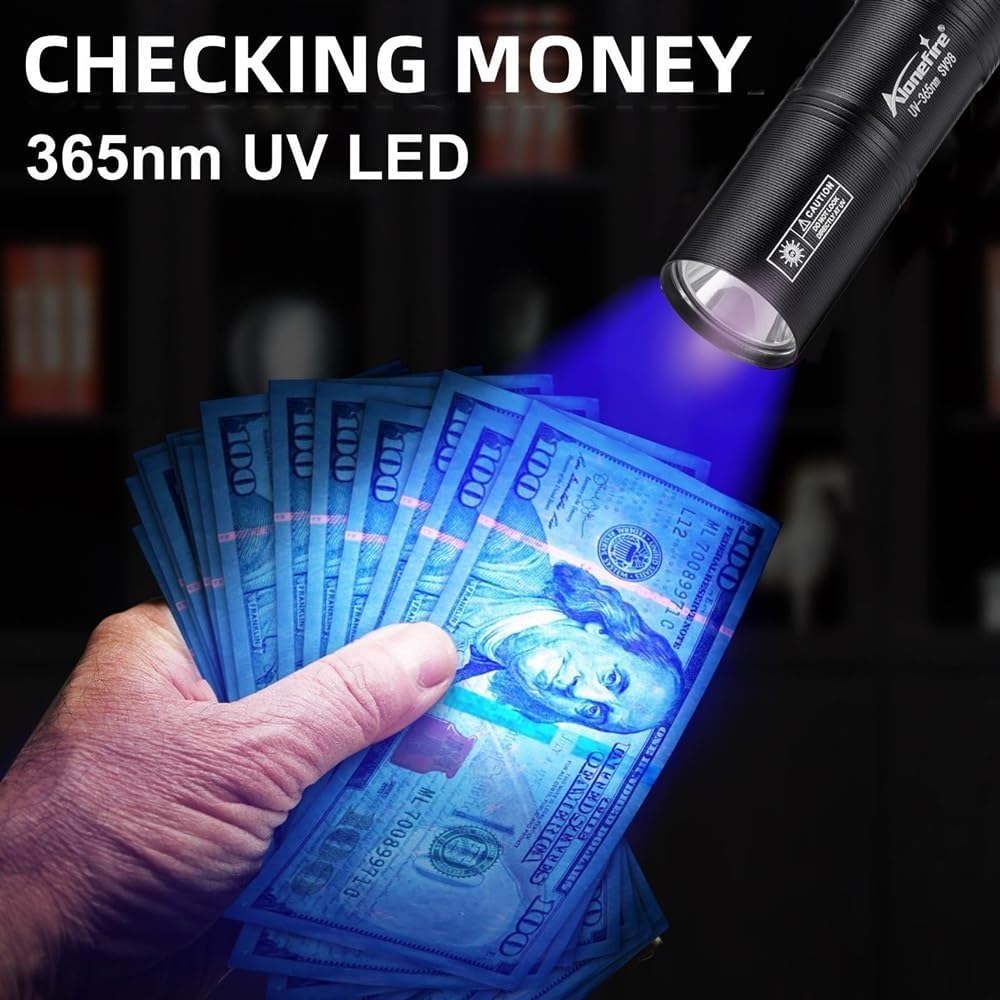 Checking Money with UV LED Flashlight