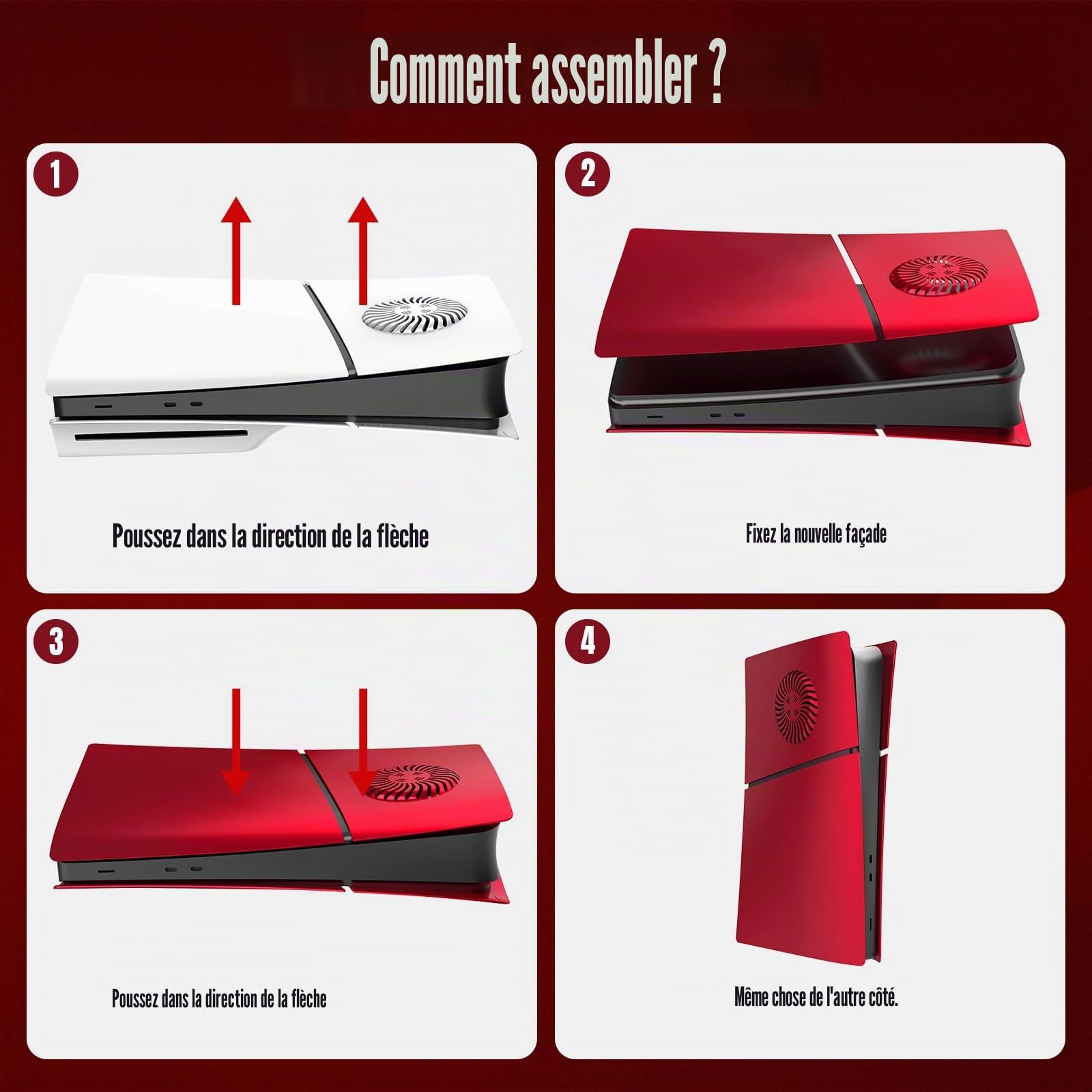 Façades pour PS5 Slim Digital Edition Plaques pour PS5 Slim avec aérations de Refroidissement ABS Anti-Rayures Anti-poussière Coque de Protection de Rechange pour Playstation 5 Slim