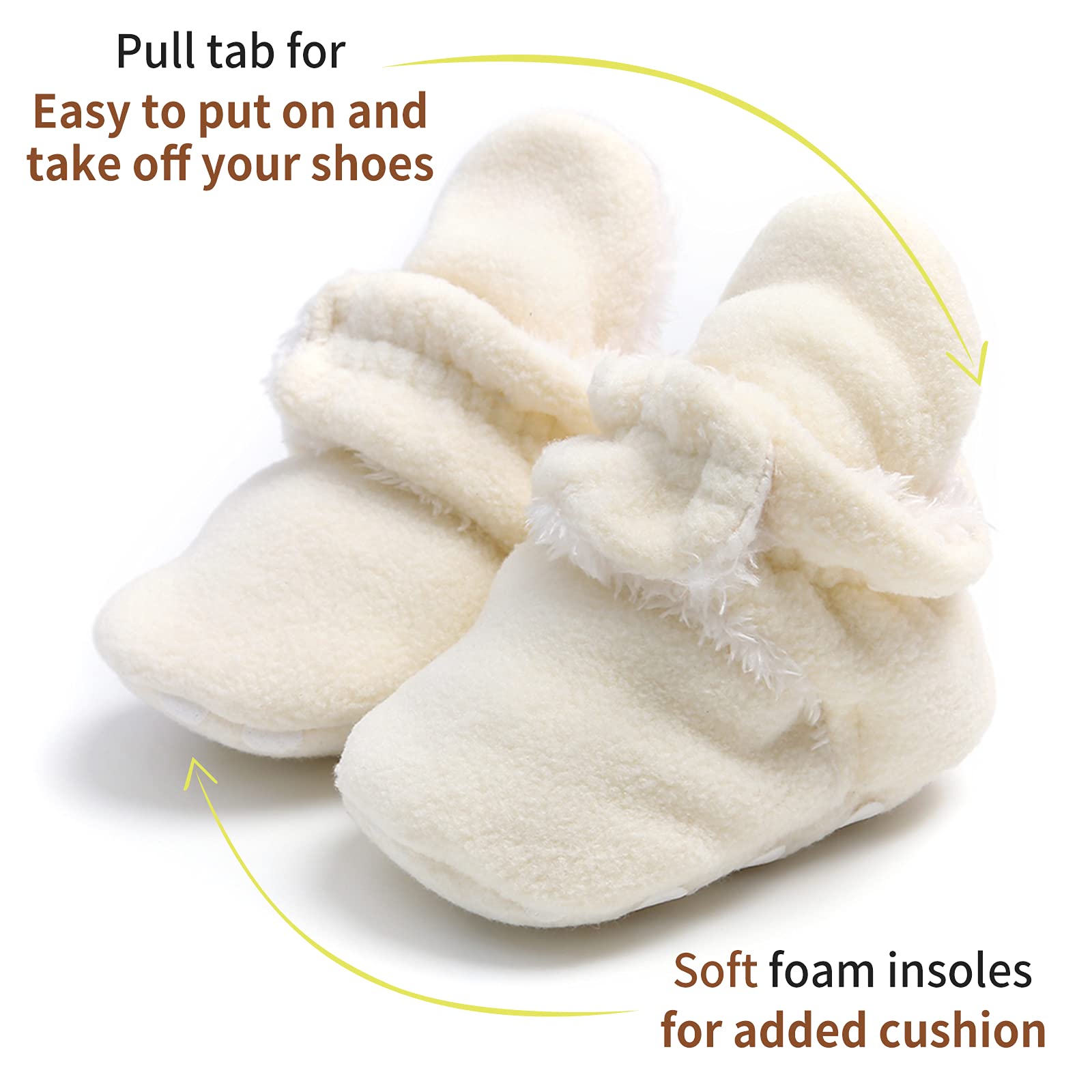 EDOTON Unisex Newborn Winter Boots Warm Stripe Bootie Non-Slip Sole Soft Stay On Ajustable Bootie Sock — view 7