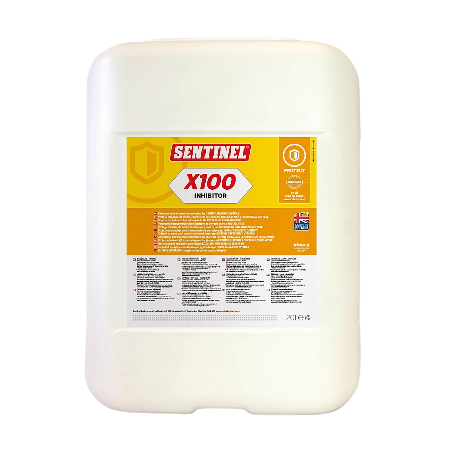 20L Sentinel X100 Inhibitor 1L Heavy Duty Central Heating Inhibitor, Protection Against Corrosion & Limescale, ensures Maximum Heating Efficiency and extends System Life