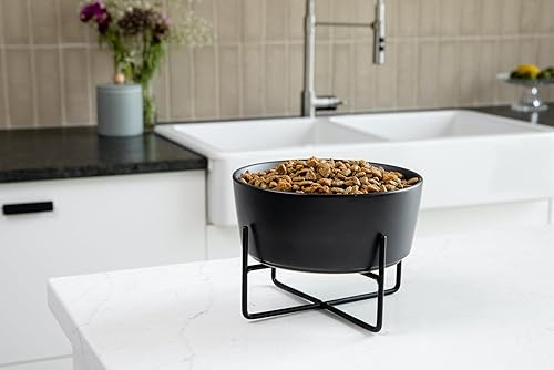 Miniatura 6 de Waggo Simple - Soporte sólido para cuenco y cuenco para perros, soporte individual de hierro con comedero de cerámica individual o cuenco de agua,