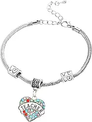 Pulseiras de coração de strass para professores presentes de agradecimento para professores presentes de agradecimento para professores