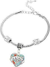 Pulseiras de coração de strass para professores presentes de agradecimento para professores presentes de agradecimento para professores