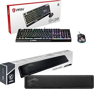 MSI Vigor GK30 Combo Keyboard and Mouse and MSI WR01 Wrist Rest Bundle