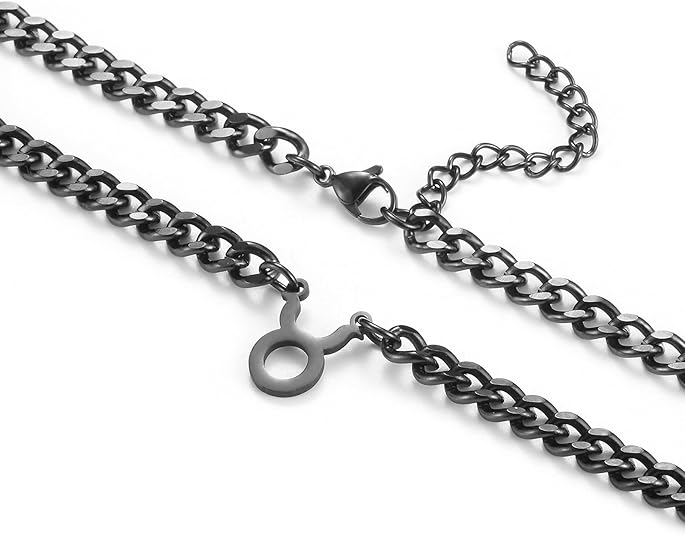 Zodiac Sign Pendant Necklaces for Women Men Stainless Steel Leo Constellation Horoscope Astrology Jewelry, 6.5mm Diamond Cut Cuban Link Curb Chain 18+2 inches