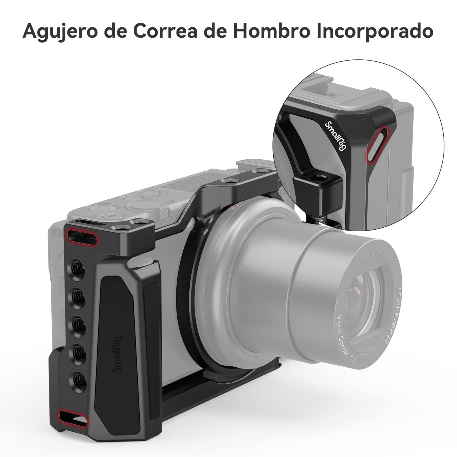 SMALLRIG ZV-1F / ZV-1 Cage Camera Jaula para Cámara Sony ZV-1F / ZV-1, con Cold Shoe Incorporada y Empuñadura de Gel de Silicona- 2938
