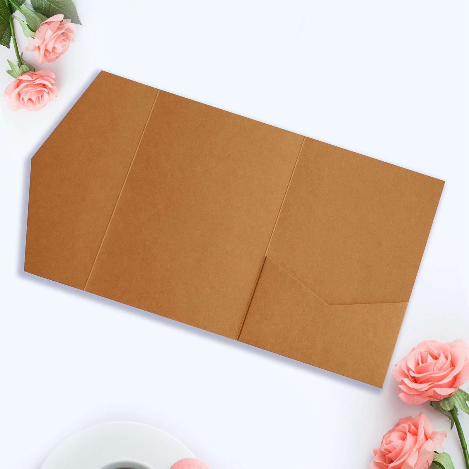 25 Pieces A7 Pocket Invitations (5.12 x 7.09) Trifold Wedding Invitation Cards for 5x7 Invites Wedding Bridal Shower Engagement Birthday Sweet 16 (