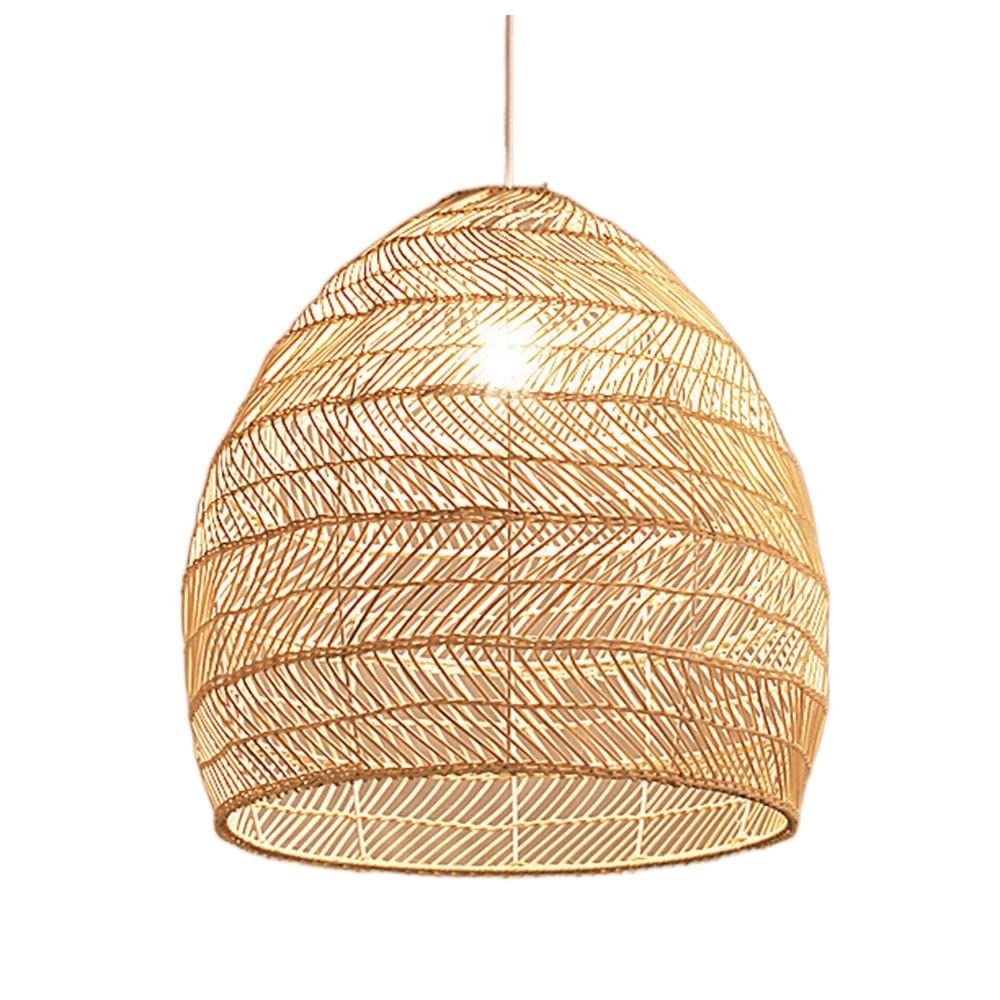LYMSXAZOU Japanese Style Weave Pendant Light Country Chandelier Rattan Ceiling Hanging Lamp Retro Chinese Chandeliers Home Decor Lampshade For Kitchen Island, Living Room, Dining Room