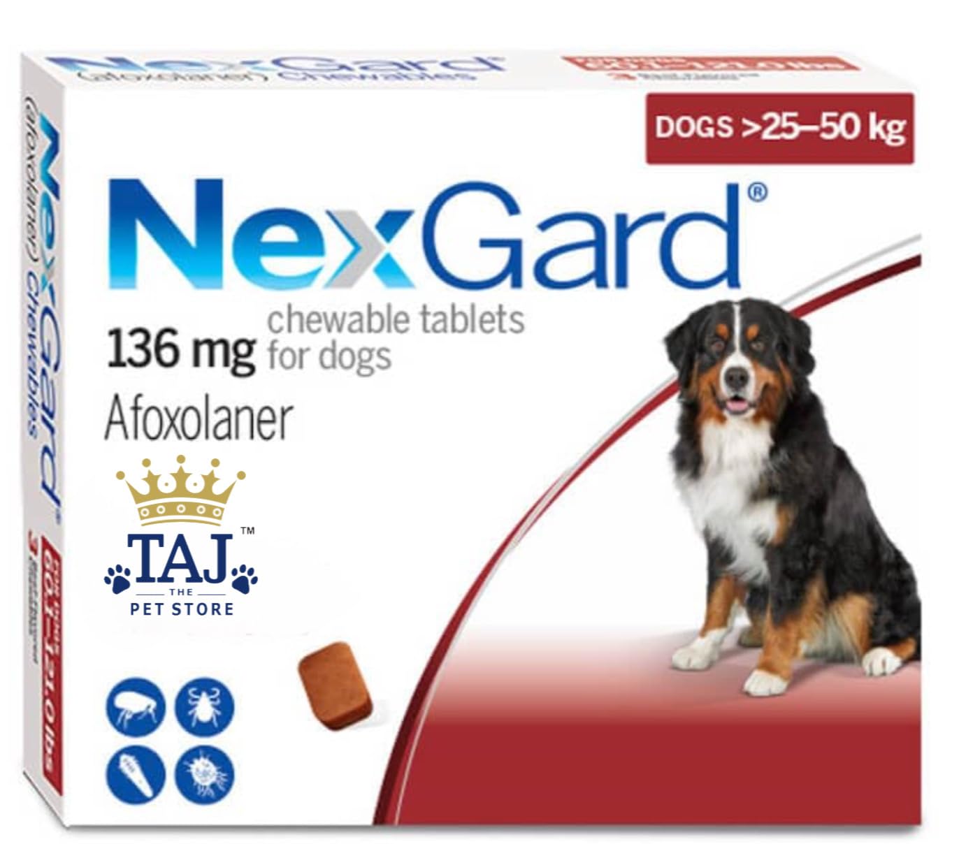 (OG) TAJ NEXGARD Chewable Tablet for Dogs of (25-50 kg)||Imported (1 Tablet) (B0DCT6MLXN) Amazon Price History, Amazon Price Tracker