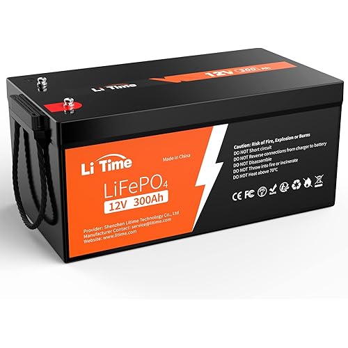 LiTime 12V 300Ah LiFePO4 Battery, 200A BMS Rechargeable Lithium Battery with Up to 15000 Cycles, 3840Wh -Higher Energy Density, Perfect for Off-Grid, RV, Solar, Motorhome and Boats.