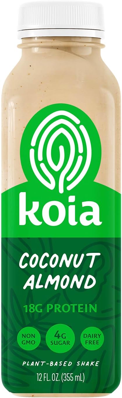 Koia Protein - Ready To Drink Plant Protein Shake (12 oz) - Coconut Almond - Dairy Free, Gluten Free, Soy Free, Non GMO, Kosher, Vegan