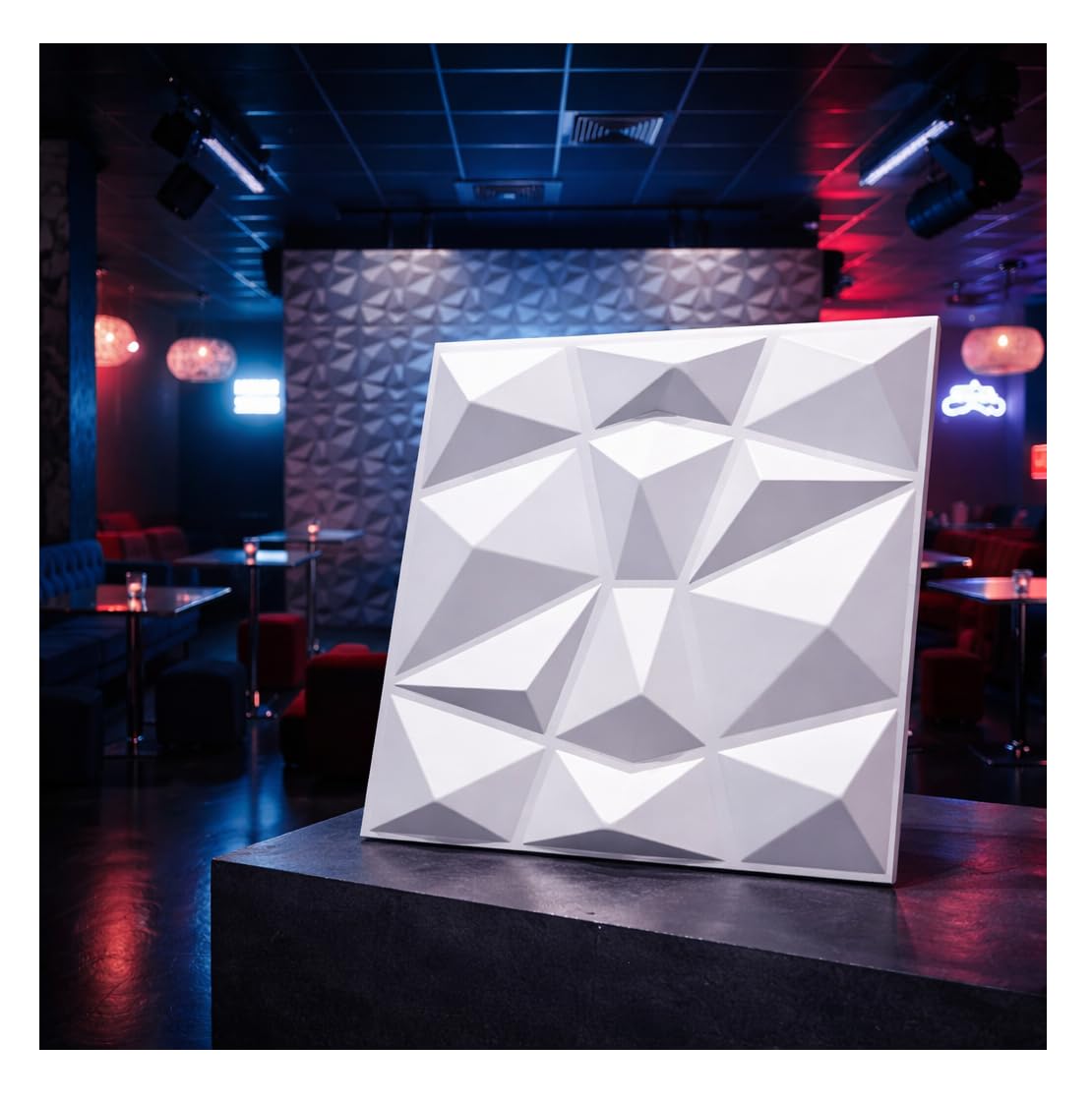 Paneles 3D plástico PVC 5m²-20PCS Paneles de pared Sala de juego Techo de pared Óptica 3D Diamante 3D PVC — view 2