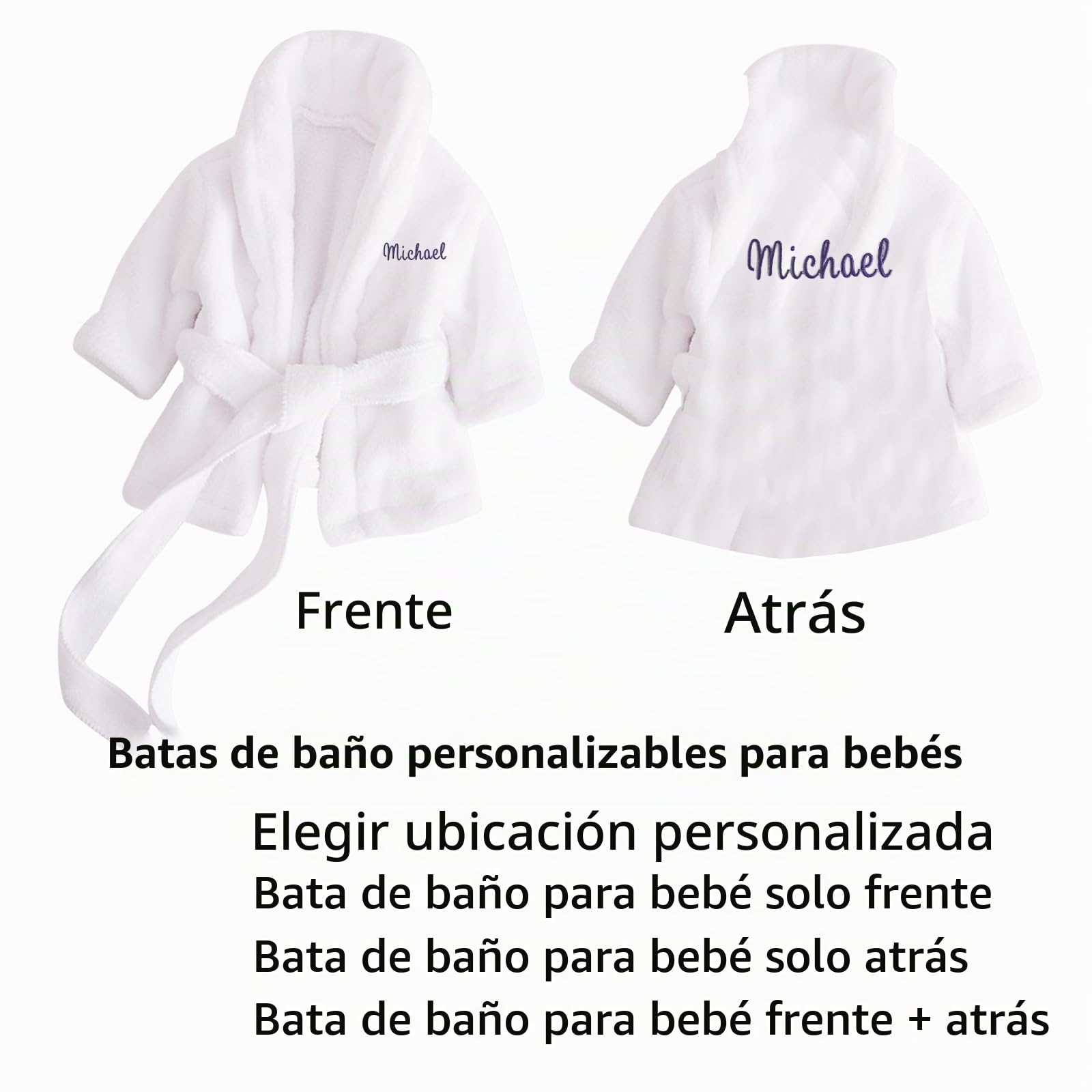 Bata de bebé personalizada con nombre bordado, bata de baño para regalo baby showers y regalos de cumpleaños