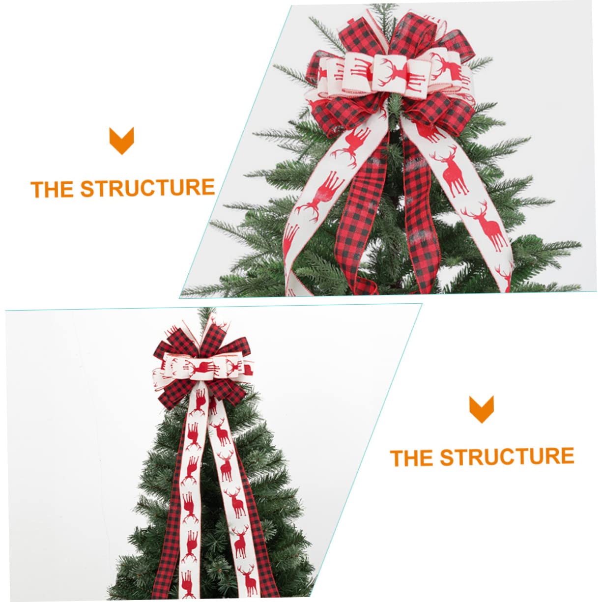 4 Stück Weihnachtsbaumschleife Karierte Schleife Outdoor-Bögen weihnachtsdeko Christmas Decorations Girlande Weihnachtsschmuck Schleifenknoten selber Machen Christbaumschmuck