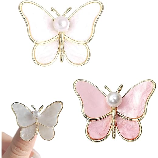 Mother-of-Pearl Butterfly Brooch Pins (2 Pieces)