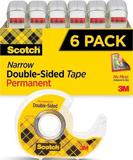 Scotch Permanent Double Sided Tape, Card Making and Holiday Scrapbooking Supplies, Alternative to Gift Wrap Tape for Wrapping Presents, 0.50 in. x 500 in., 6 Rolls with Dispensers