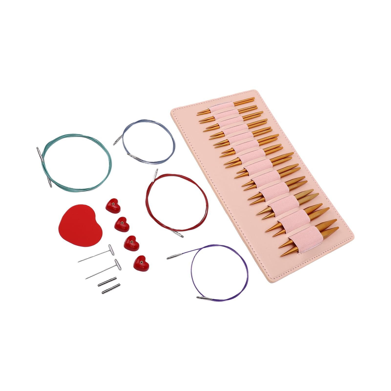 OEBUAFI Set di Ferri da Maglia Intercambiabili, Aghi Circolari in Alluminio | 13 Misure, 4 Cavi Flessibili 40-100 Cm, Alluminio Liscio, Punte Affusolate
