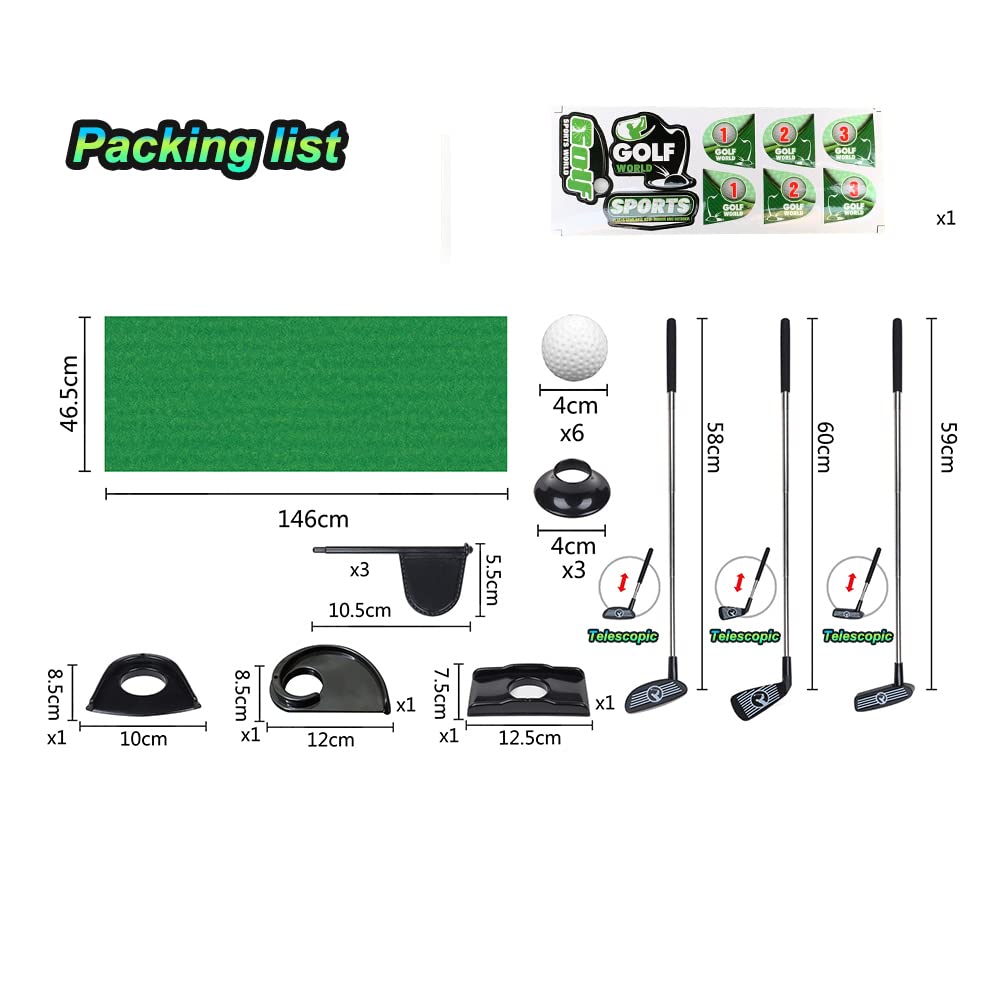 Ssccgym Telescopic Alloy Plastic Golf Toy Game for Toddler Children's Outdoor Indoor Toy Sports Equipment Including 16 Green