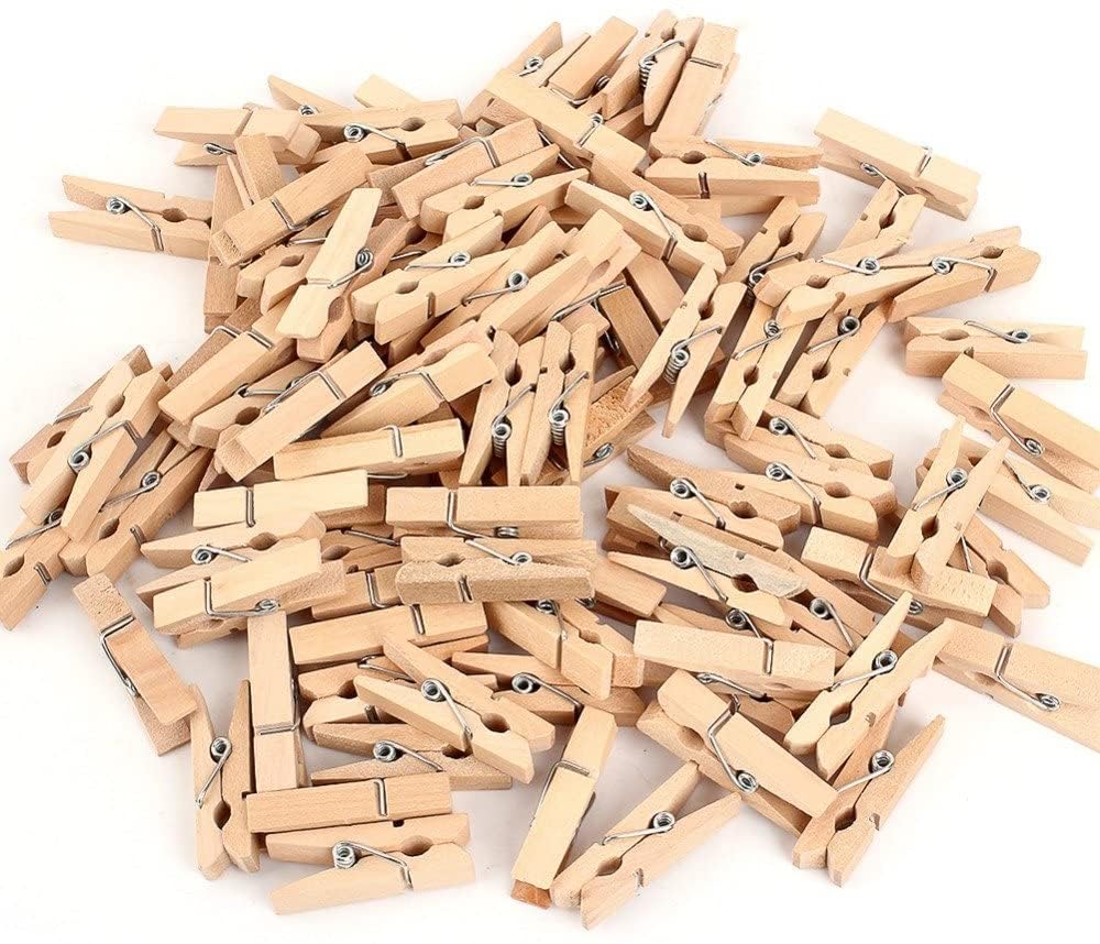 Natural Wooden Clothes Pins, [60 Pieces] Sturdy Small Wood Clothespin, Photo Paper Peg Pin, Craft Clips for Home School Arts Crafts Decoration