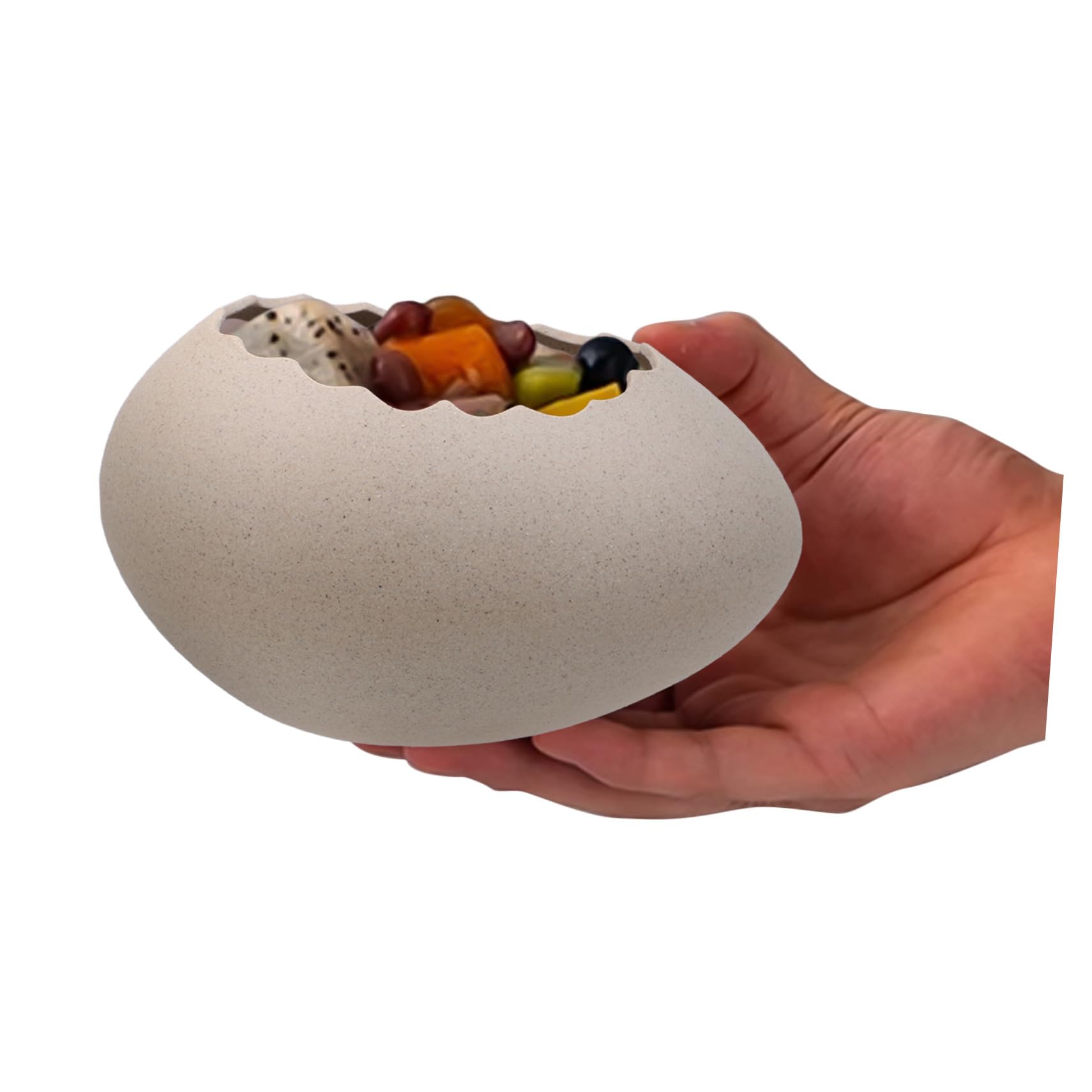 Garneck Ceramic Dinosaur Egg Bowl - Giant Dinosaur Egg Shaped Salad Bowl - Ice Cream Dessert Cup Decorative Pudding Cup Cute Cereal Bowl Vase Pencil Holder White