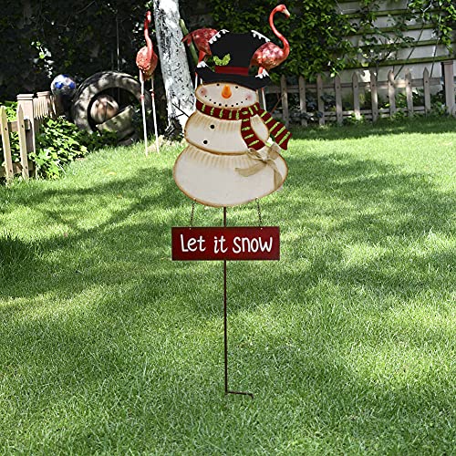 Metal Christmas Decor Decorative Garden Stake With Led Light Xmas Yard Sign - Indoor Outdoor Winter Holiday Lawn Stakes Pathway Driveway Decoration (Snowman F) #TOP2