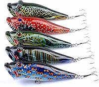 Vista 1 de 5 señuelos duros con revestimiento de dibujo de color, juego de señuelos duros de crankbait, como cebos duros para salmón, trucha, lucioperca