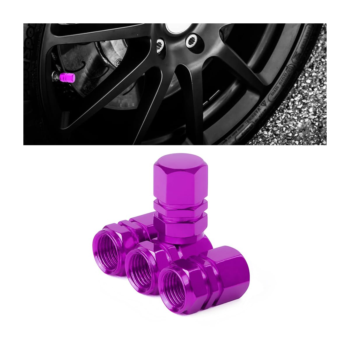 Osilly 4PCS Aluminum Tire Valve Stem Caps, Purple