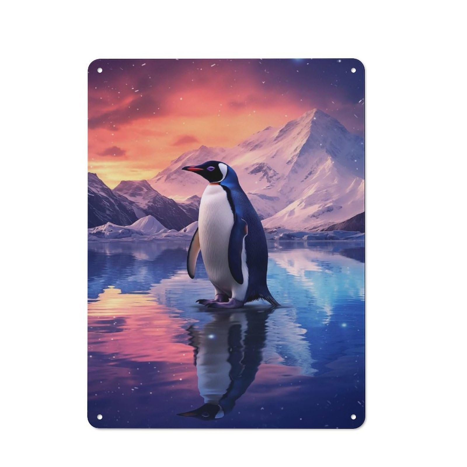Junmoney Style-14 Smart Penguin At Antarctica Office Metal Sign 40X30cm, Creative Space Decor For Home Office, Reading Corner Or Bedroom