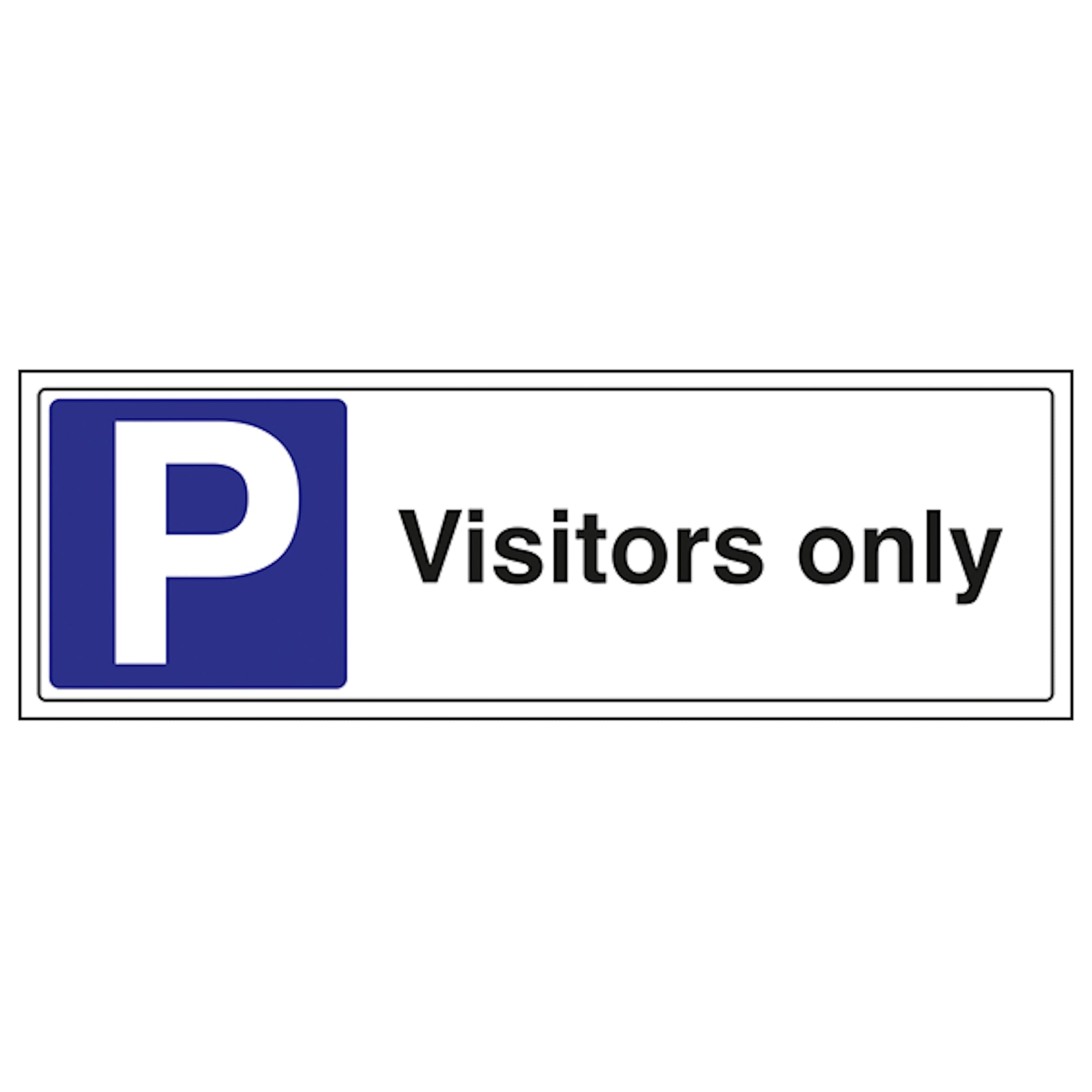 V Safety Visitors Only - Landscape 300 x 100 mm - Glow In The Dark 1mm Rigid Plastic Safety Sign