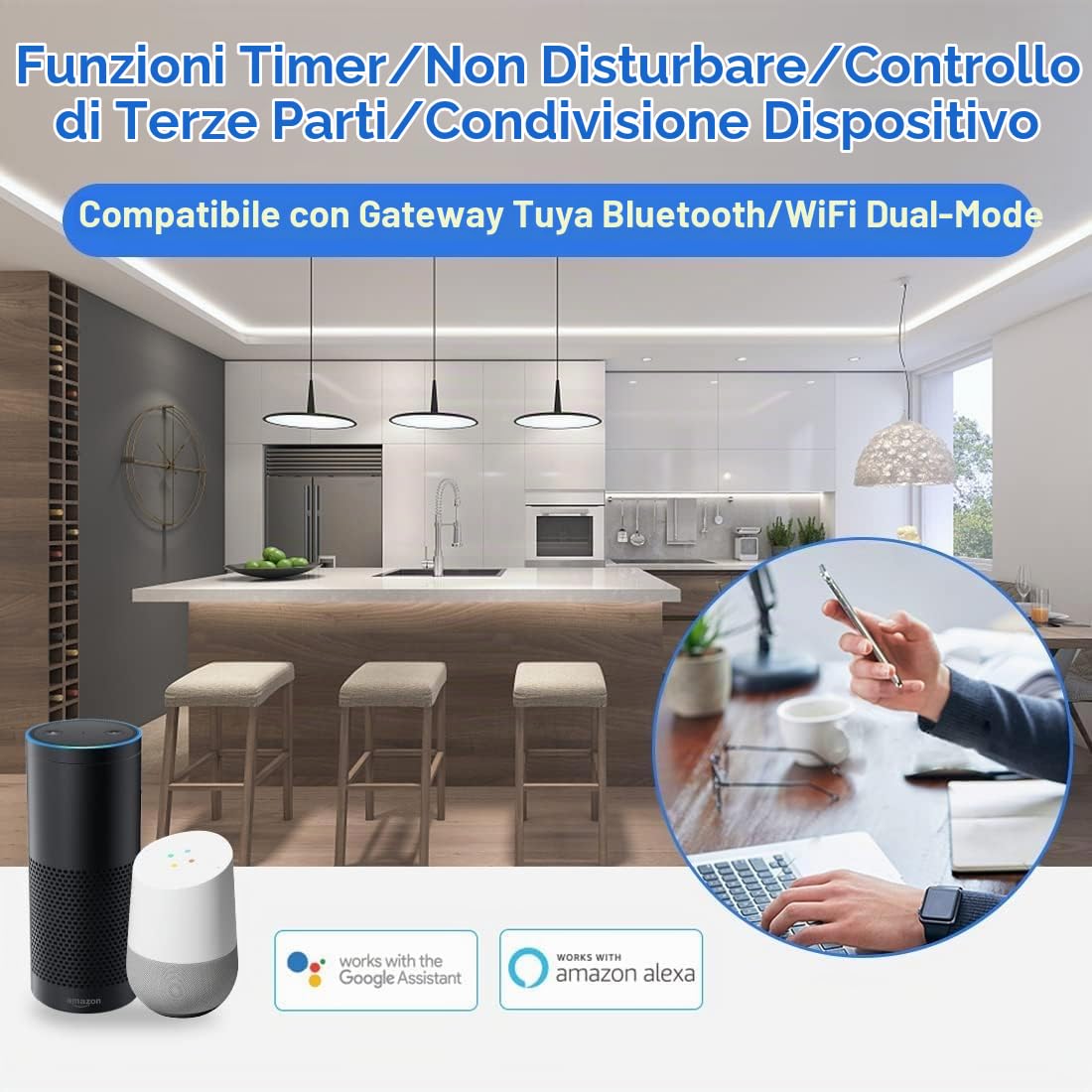 BTF-LIGHTING 5in1 LM052 Tuya Zigbee3.0 LED Controller Supporto Dimming CCT RGB RGBW RGBCCT PWM striscia LED Compatibile con Echo Plus Echo(4th Gen) Ponte/Gateway ZigBee3.0 Lavoro con WR01RF WR02RF ecc