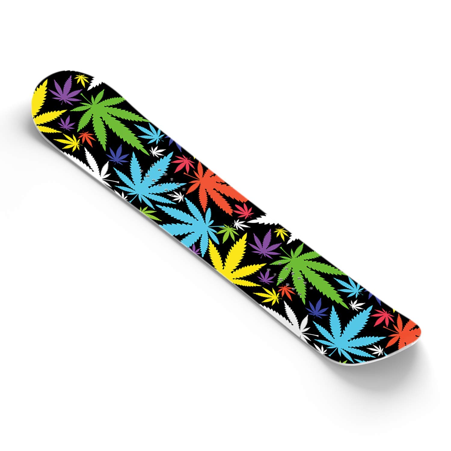 Snowboard Wrap Graphic Sticker Skin Cover - Includes Breakaway Knife - Universal Fit up to 65 inches and 14 inches Wide - Colorful Weed Leaf Pot Collage