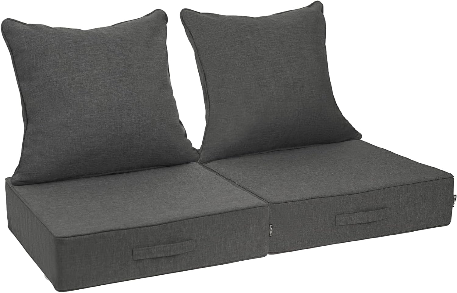 Outdoor Olefin Water-Resistant Deep Seat Cushion Set, 2PCS Weather and Fade Resistant 24''x 24''x 6'' Patio Furniture Seat Cushion, Thickened Sofa Chair Pad for Lawn, Garden, Dark Gray Dark Gray 2 Set-24"x24"x6"