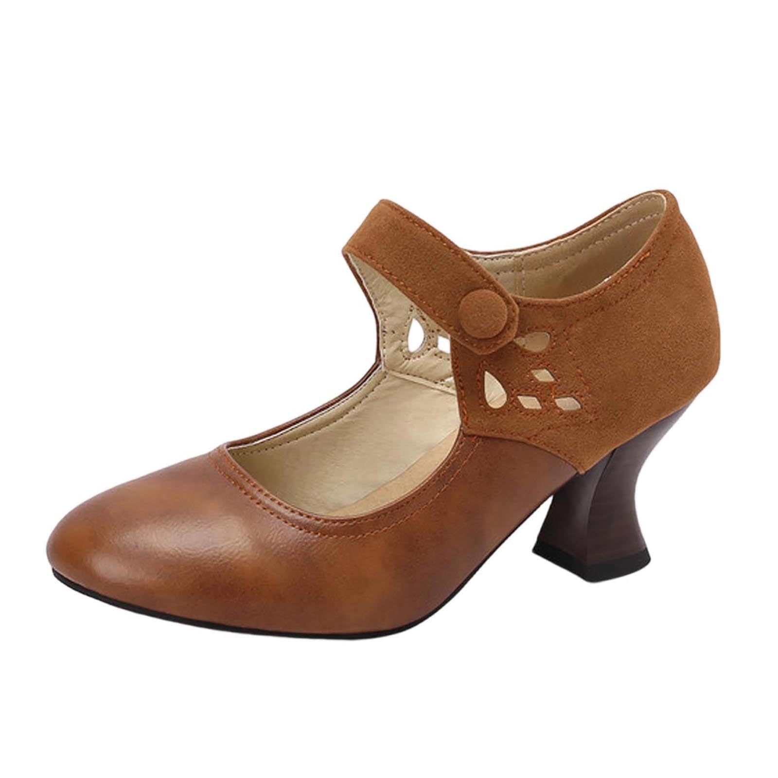 Zapatos de tacón alto para mujer, anchos y elegantes, zapatos de tacón gruesos, zapatos de novia, zapatos de tacón cerrados y cómodos, zapatos tradicionales para tirolesas, Oktoberfest, fiesta, baile
