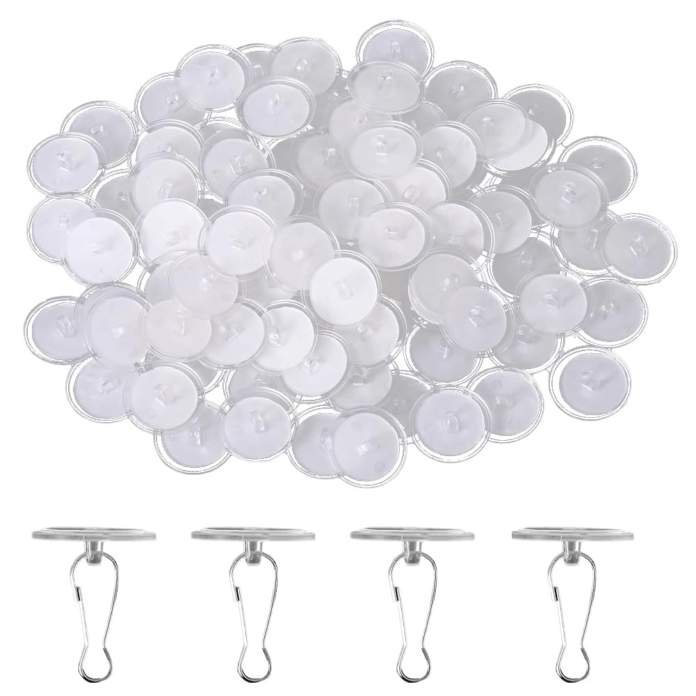 CTRLZS 80 Pack Removable Transparent Wall Hanger Self-Adhesive Ceiling Hooks for Hanging Sticky Ceiling Hooks