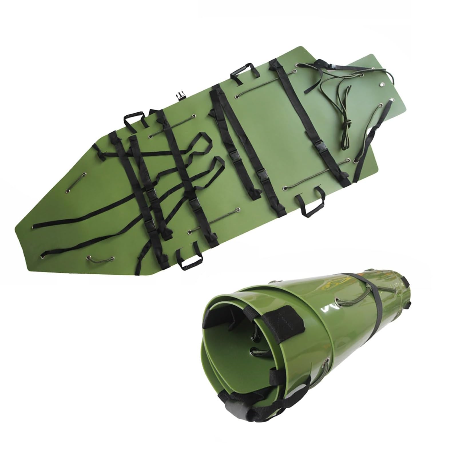 SGKOMN Folding Roll Stretcher - Portable Rescue Stretcher for Fire Rescue, Foldable Emergency Stretcher, Multifunctional Rescue Basket Stretcher Stretcher, for Hospital, Clinic, Home Green, Green