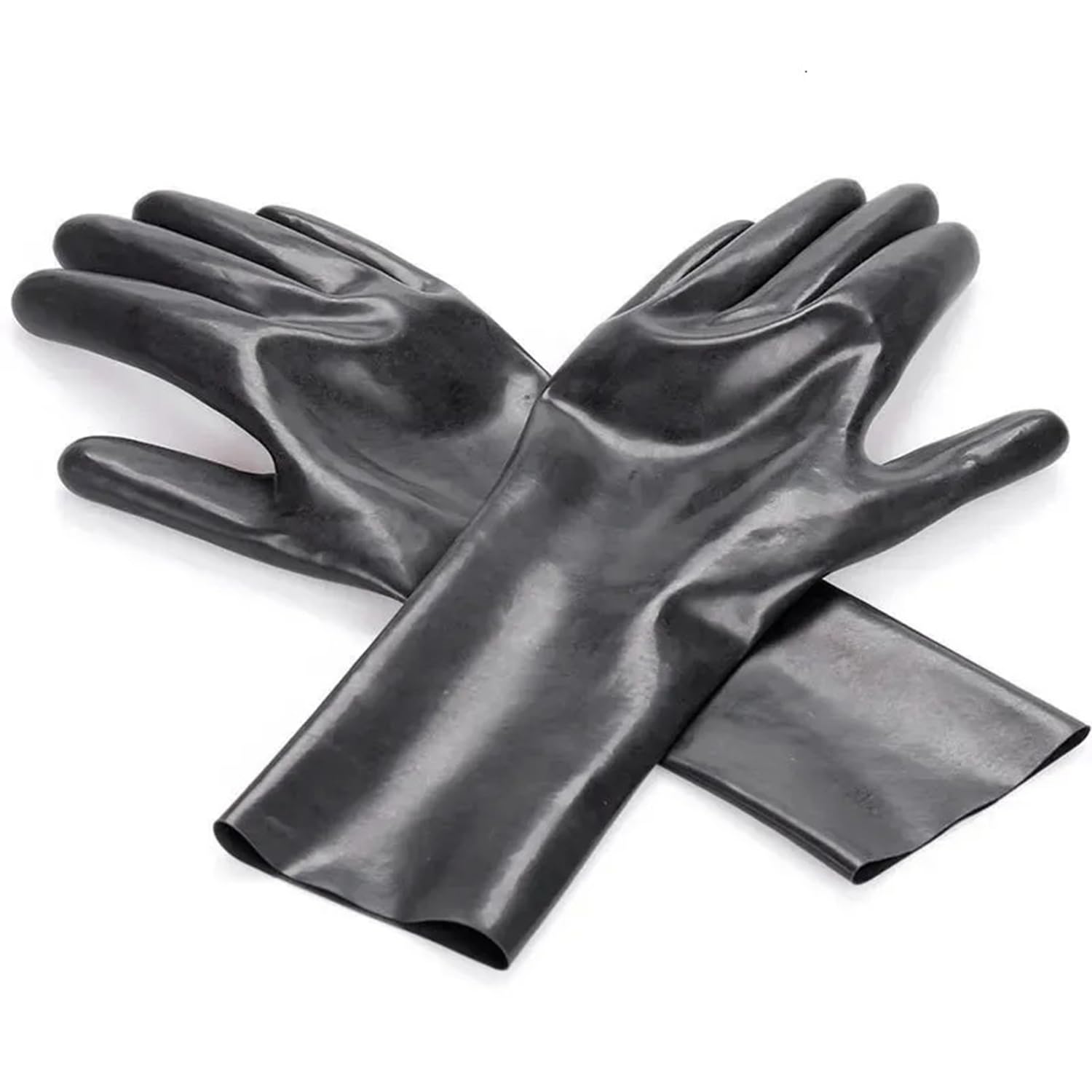 Schwarze Latex kurze Handschuhe,Naturkautschuk Handschuhe Unisex Handarbeit,Maskenball Thema Party Zubehör