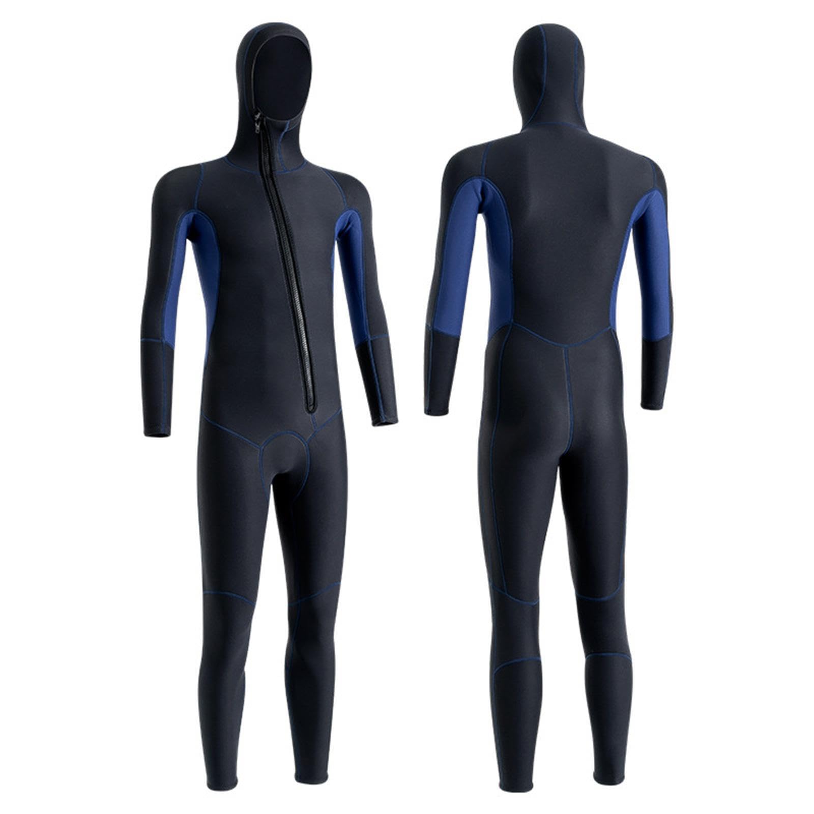 Muta da sub con cappuccio, leggera, comoda, elegante, adatta per | acquatici. La muta da uomo è realizzata in tessuto di nylon bifacciale da 3 mm di spessore e gomma neoprene SBR.