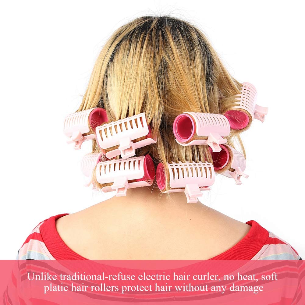Hair Curlers Rollers, Plastic Heat Resisting Large Grip Manual Hair Styling Tools Manual Hair Curler for Long Medium Thick Fine Thin Hair Bangs Volume (Hair curler +10Pcs clip)