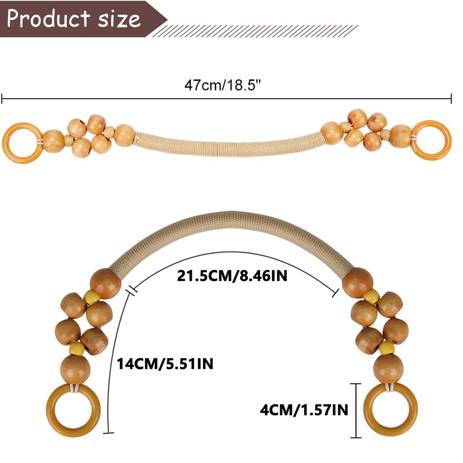 Yayatty 5 Couleurs 5 Paire Poignées De Sac En Bois Perlé, Accessoires De Poignée De Sac à Main, Poignée De Perles En Bois Pour La Fabrication De Sacs