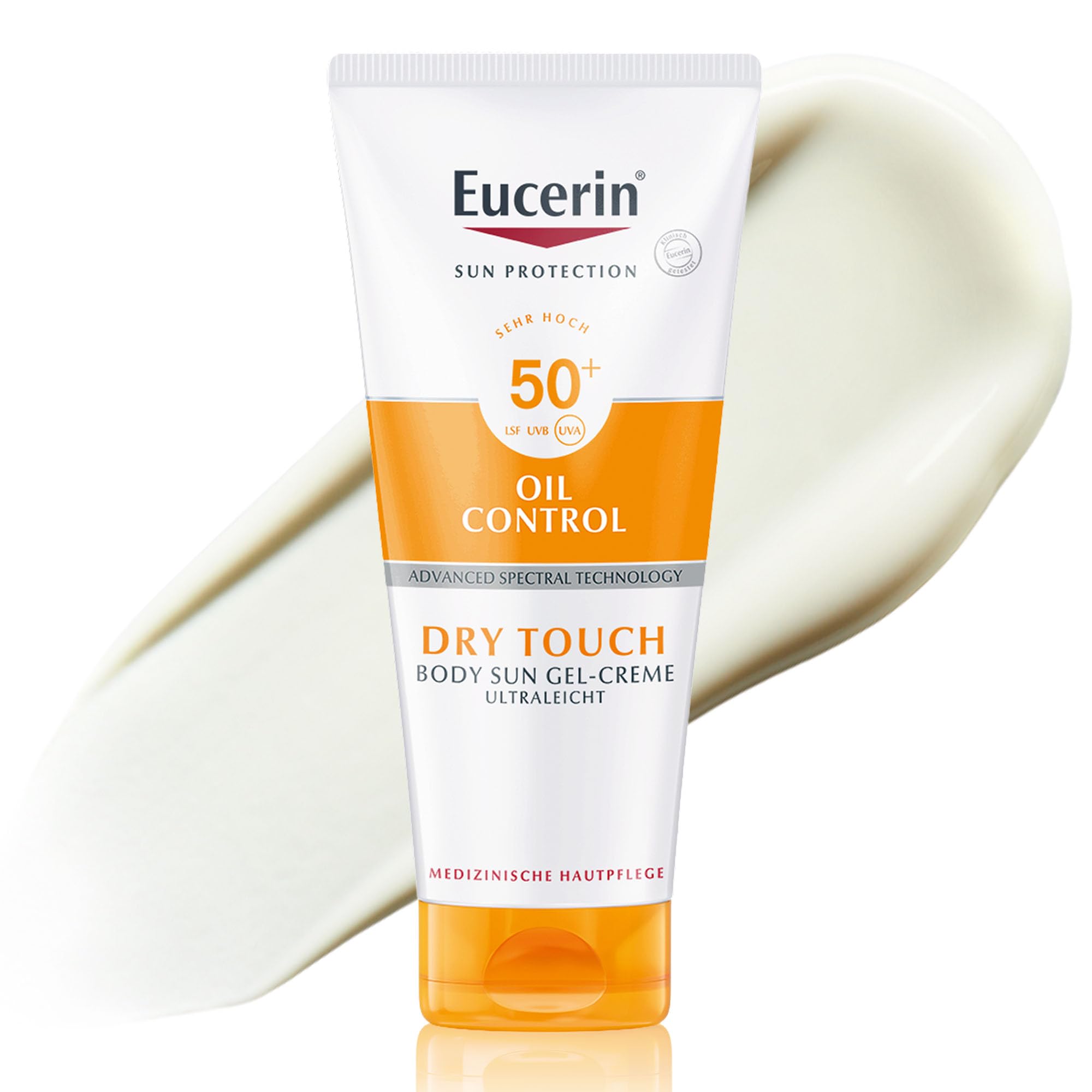 Eucerin® Oil Control Body Sun Gel-Creme LSF 50+ – sehr hoher Sonnenschutz mit ultra leichter Textur, Anti-Sand Effekt und Anti-Glanz Effekt, 200ml