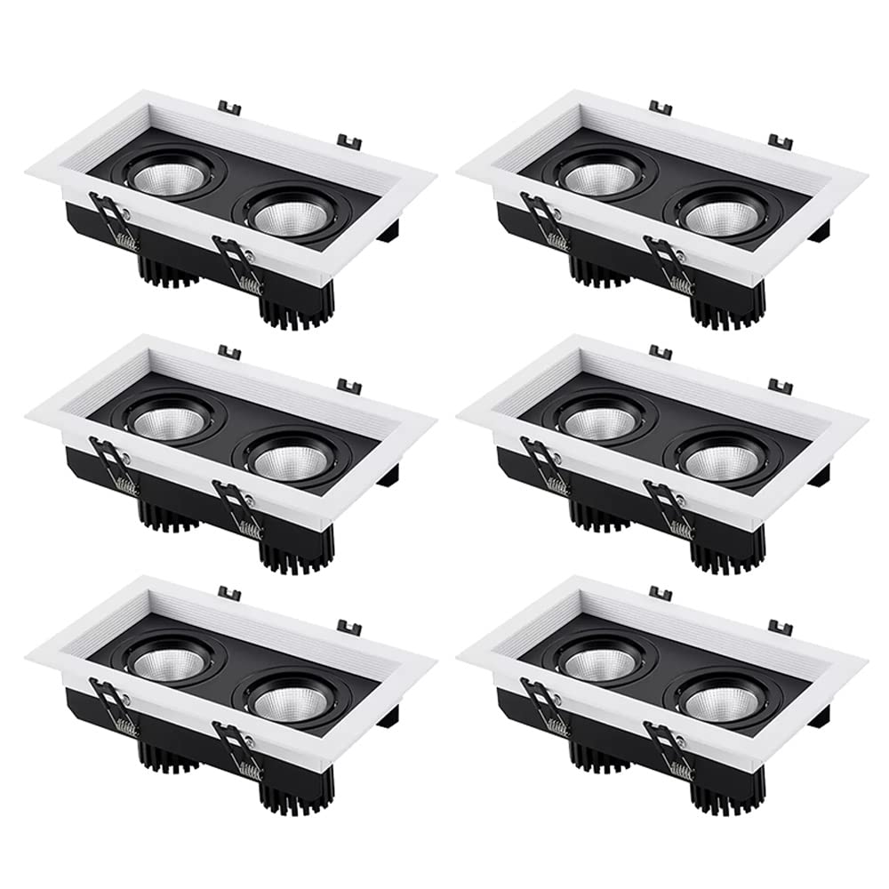 GTHTUHFD 6-Pack Adjustable Eyeball Ceiling Downlight Double Head Retrofit Can Lights 10W,14W,20W,24W Rotation Led Recessed Lights For Entrance Hall Ceiling Decor,14w-4000k