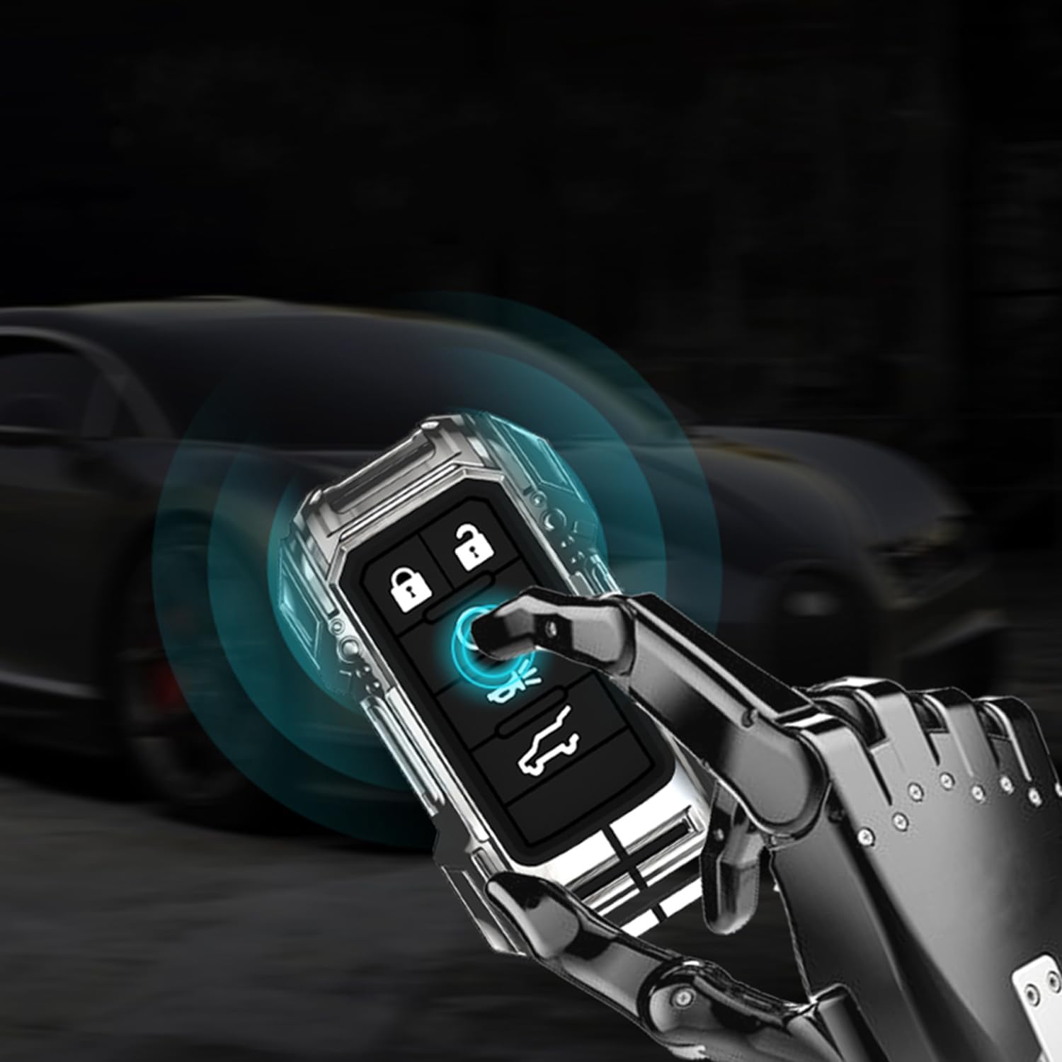 Zinc Alloy Smart Remote Car Key Fob Case Cover Protector Shell Accessories Compatible for Cadillac SRX DTS STS XTS CTS Escalade, Chevrolet C7 Corvette 5 Buttons with Keychain(Gun Black)