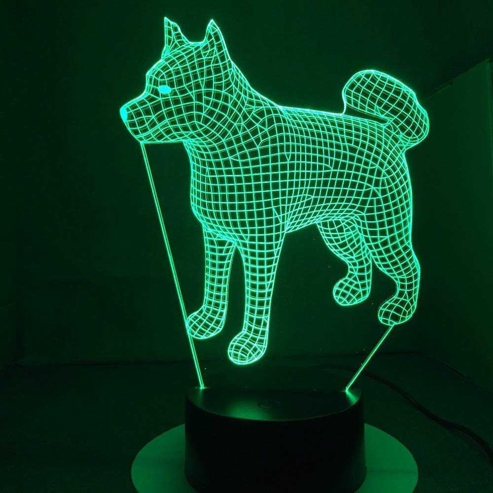 Veilleuse Illusion D'optique 3D En Forme De Chien, 16 Couleurs Changeantes, Télécommande USB, Interrupteur Tactile, Lampe De Table LED, Lampe De Bureau Pour Enfants, Cadeau De Noël