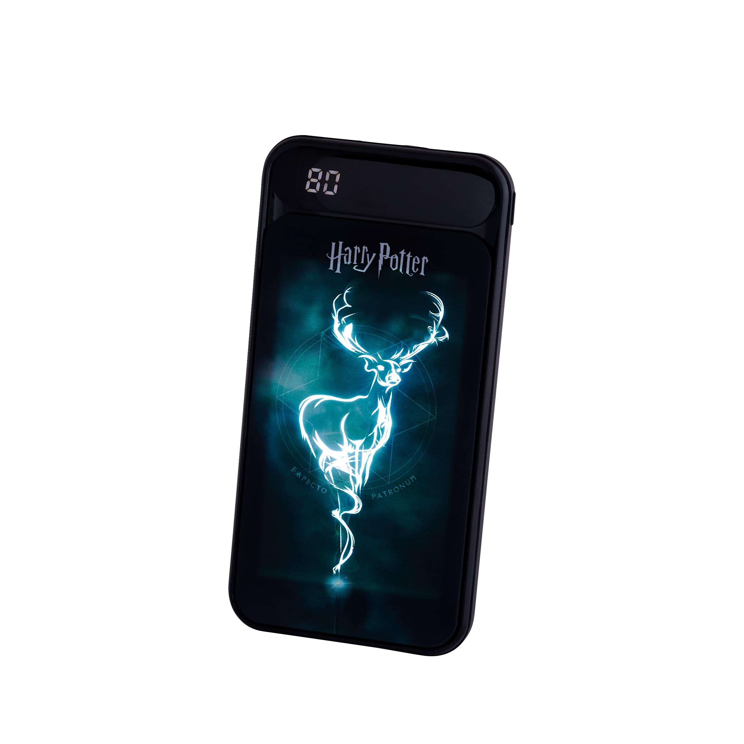 Harry Potter Batterie Externe Lumineuse de 10 000 mAh. Charge jusqu'à 2 téléphones à la Fois. Affichage LCD de l'indicateur d'alimentation. 4 Charges complètes de l'appareil en déplacement. 2 Sorties