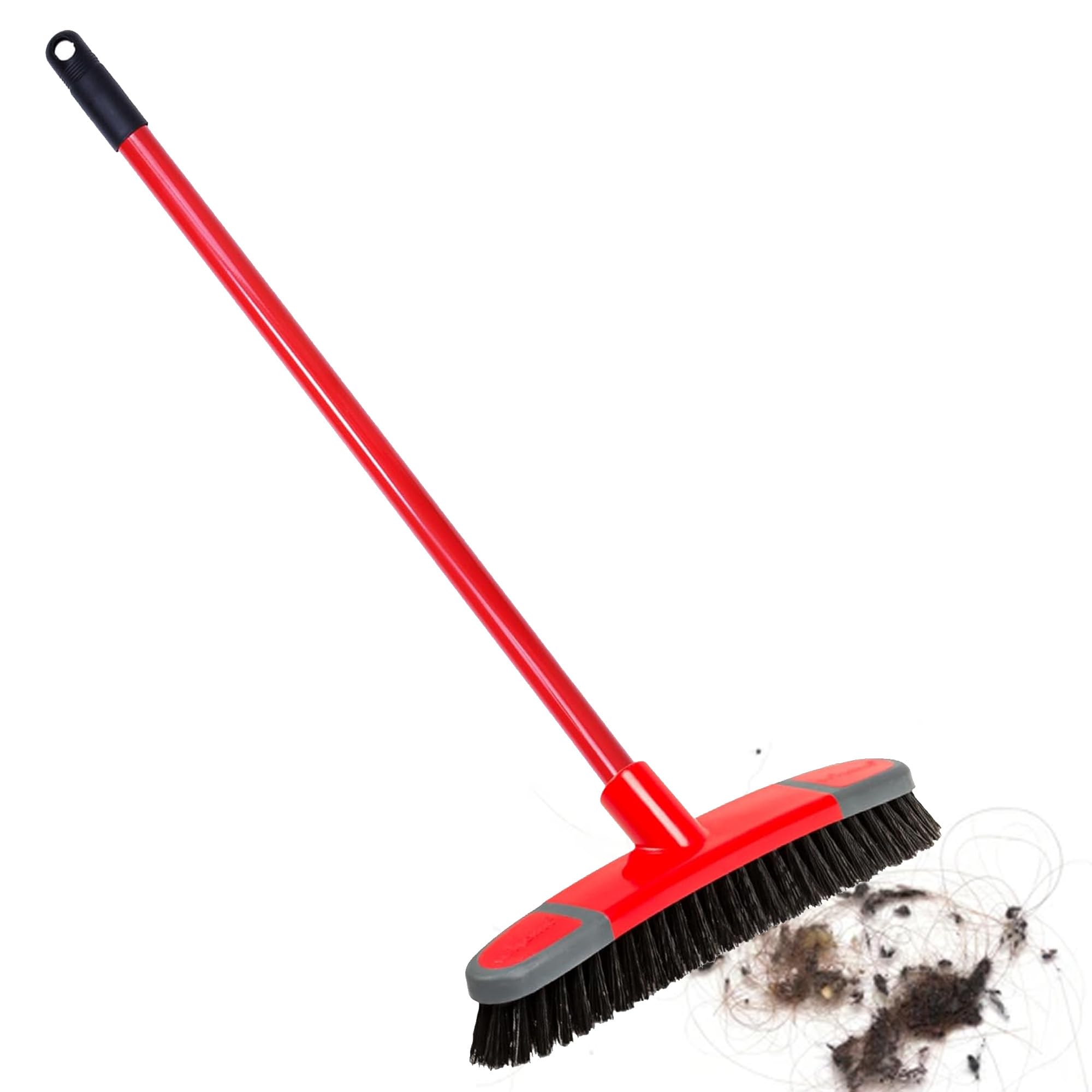 Long Handle Soft, Stiff & Deck Indoor Sweeping Brooms Ideal For Hard Floors (1 Broom, Deck Scrub & Long Handle)